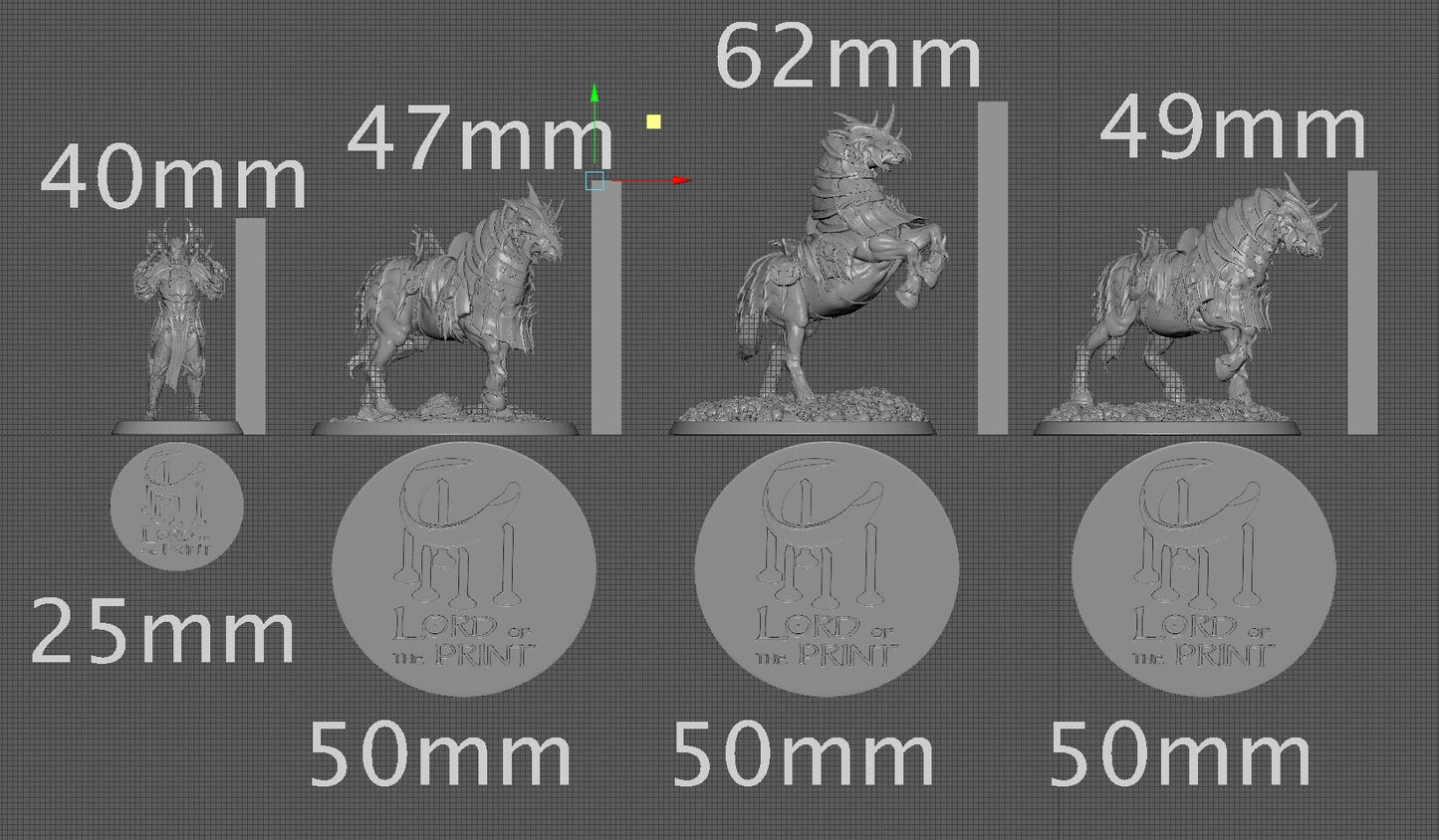 Blood knight Cavalier Squadron, Order Immortalis, Lord of the Print | Dungeons and Dragons | Pathfinder | Table Top RPG | 3D Printed Model