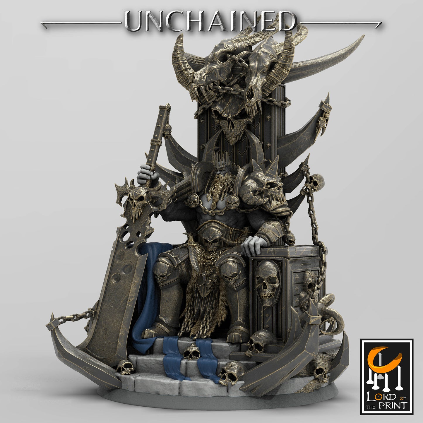 King Olaf Seated, Unchained, Statue, Lord of the Print | Dungeons and Dragons | Pathfinder | Table Top RPG | 3D Printed Model