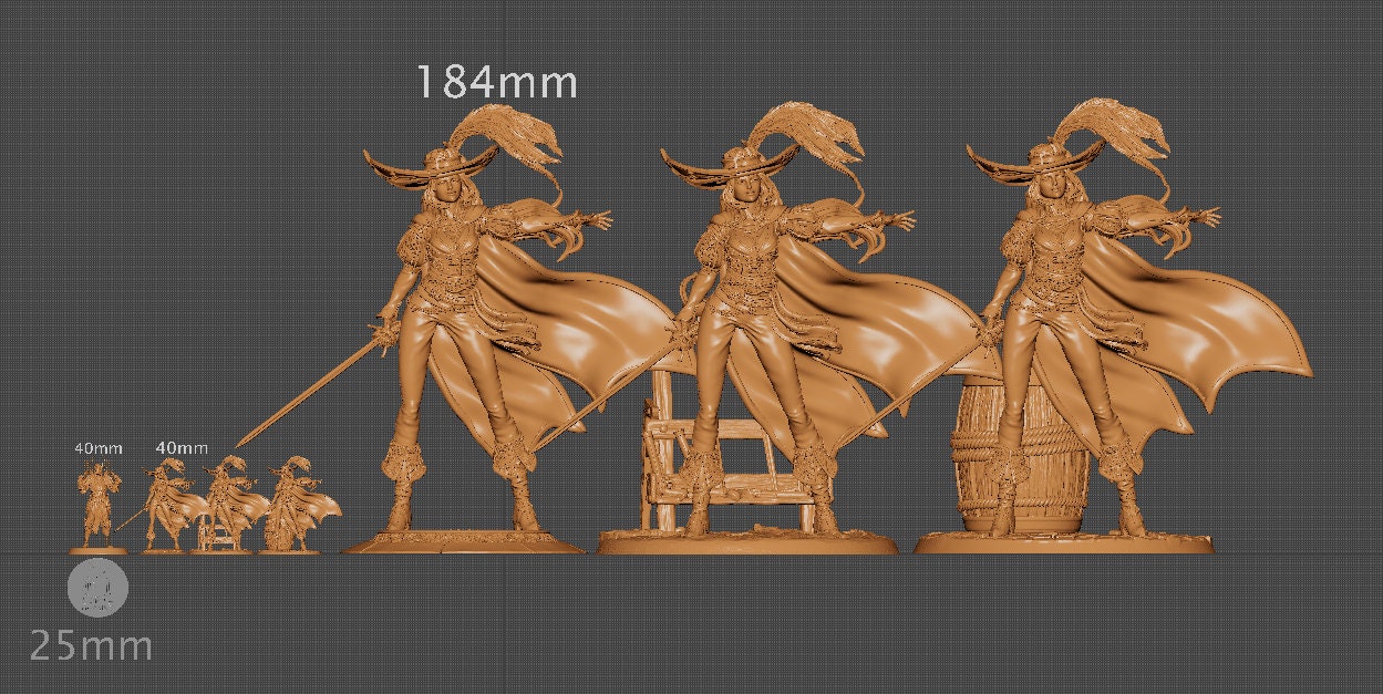 Elle the Muskateer, Powerful NPC, Ernest Nemirovsky | Dungeons and Dragons | Pathfinder | Table Top RPG | 3D Printed Model