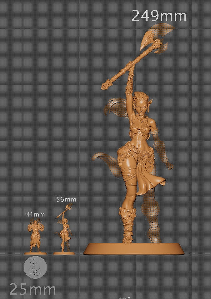Sia the Elven Barbarian, Powerful NPC, Ernest Nemirovsky | Dungeons and Dragons | Pathfinder | Table Top RPG | 3D Printed Model