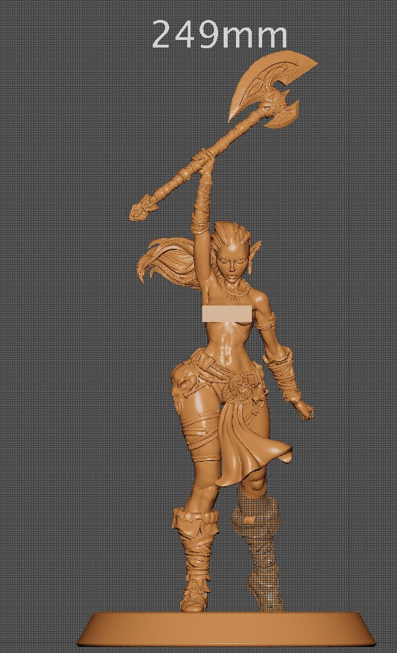 Sia the Elven Barbarian, Powerful NPC, Ernest Nemirovsky | Dungeons and Dragons | Pathfinder | Table Top RPG | 3D Printed Model
