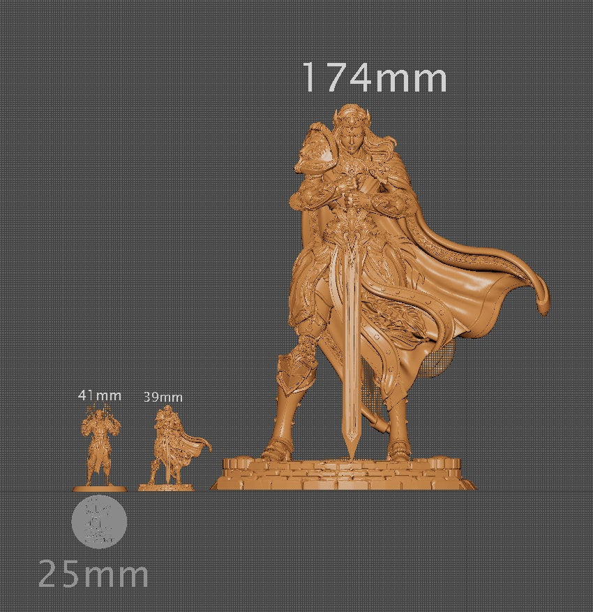 Alina the Paladin of Dawn, Powerful NPC, Ernest Nemirovsky | Dungeons and Dragons | Pathfinder | Table Top RPG | 3D Printed Model