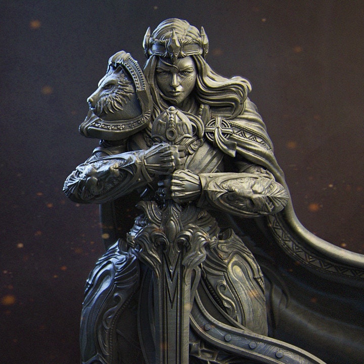 Alina the Paladin of Dawn, Powerful NPC, Ernest Nemirovsky | Dungeons and Dragons | Pathfinder | Table Top RPG | 3D Printed Model