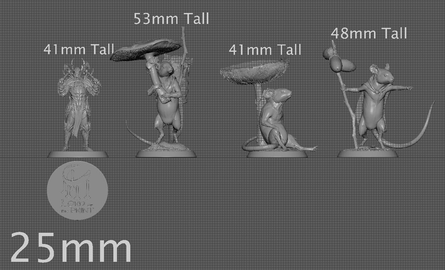 Peasant Adventurer Mice! Archduke Mousin, Lord of the Print | Dungeons and Dragons | Pathfinder | Table Top RPG | 3D Printed Model