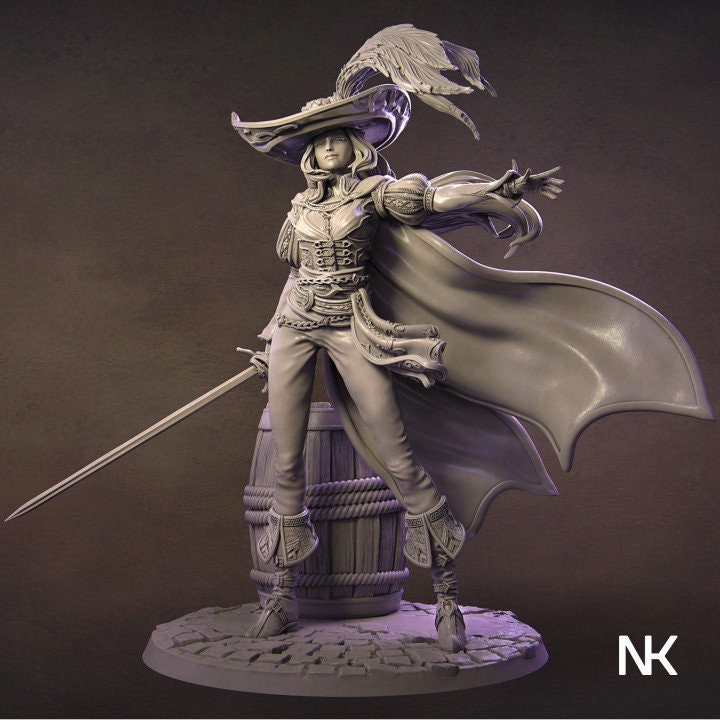 Elle the Muskateer, Powerful NPC, Ernest Nemirovsky | Dungeons and Dragons | Pathfinder | Table Top RPG | 3D Printed Model