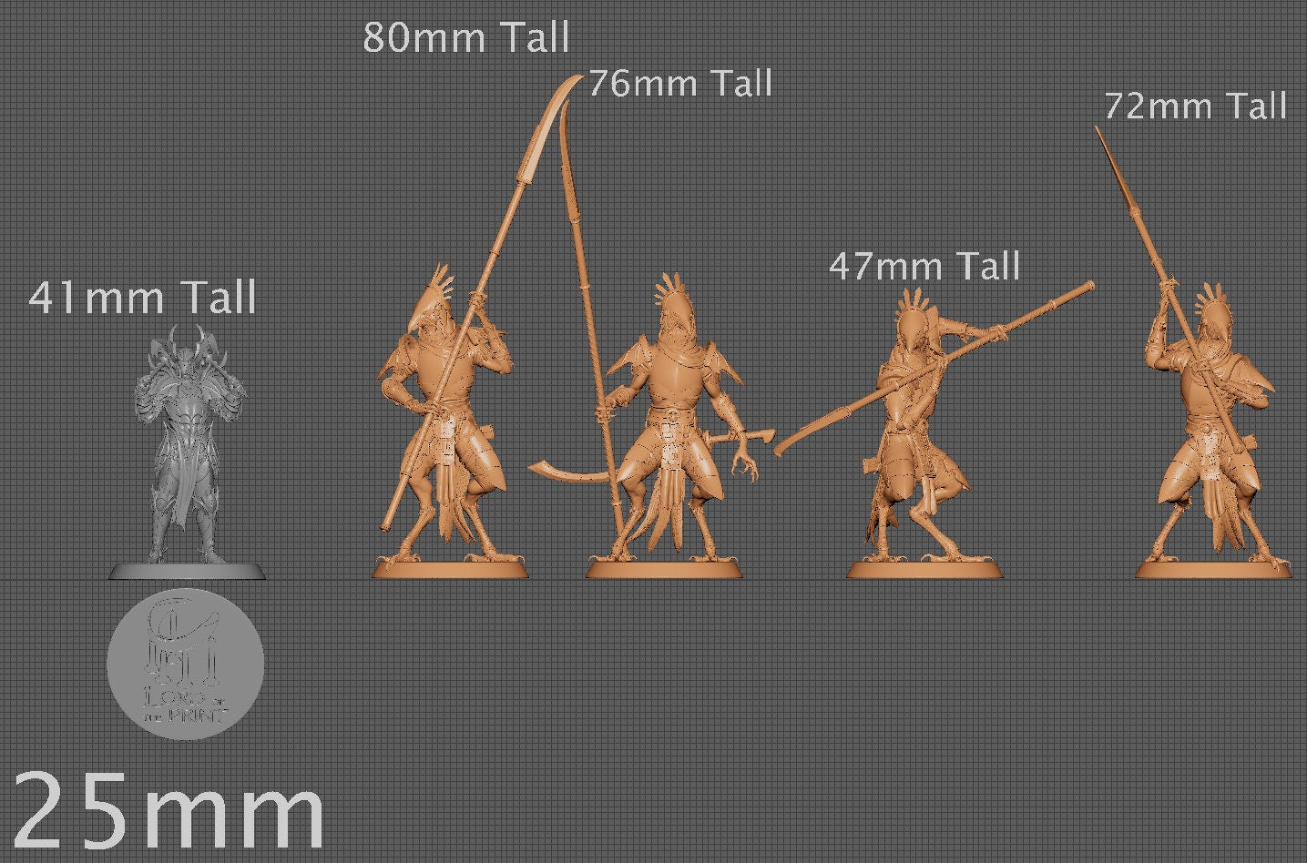 Kenku Naginata Soldiers, Dinotopia, Lord of the Print | Dungeons and Dragons | Pathfinder | Table Top RPG | 3D Printed Model