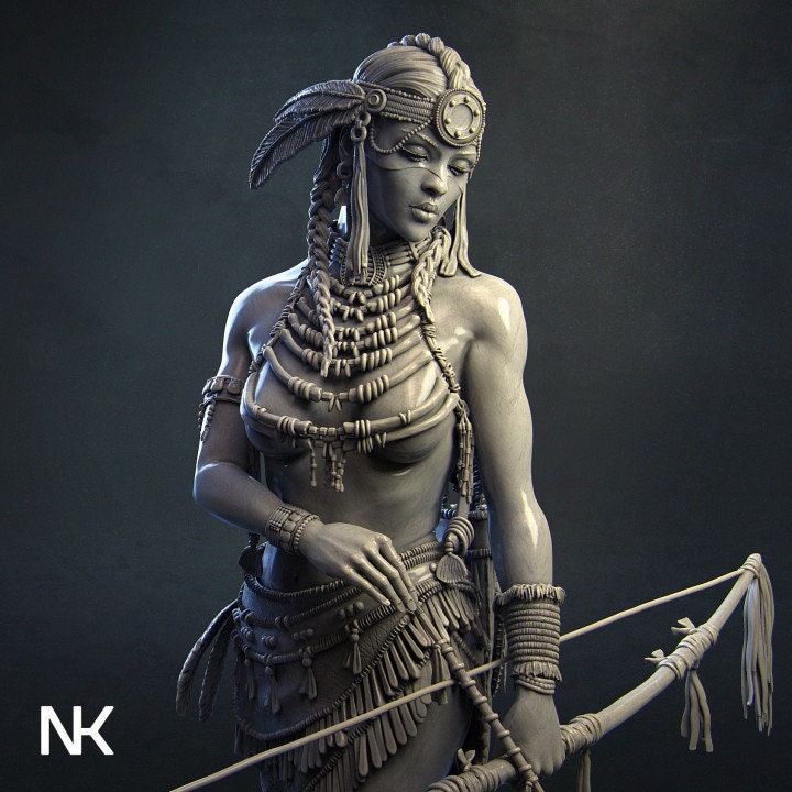 Kora the Tribal Warrior, Powerful NPC, Ernest Nemirovsky | Dungeons and Dragons | Pathfinder | Table Top RPG | 3D Printed Model