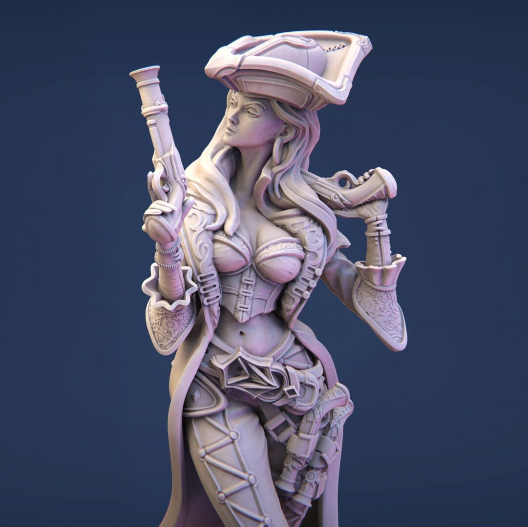 Anne the Pirate Captain, Powerful NPC, Ernest Nemirovsky | Dungeons and Dragons | Pathfinder | Table Top RPG | 3D Printed Model