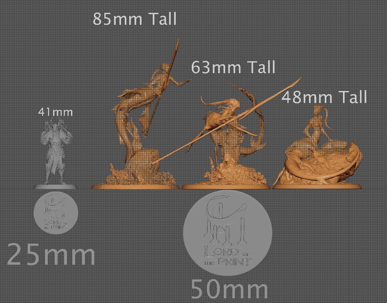 Mermaid Trio, Lord of the Print | Dungeons and Dragons | Pathfinder | Table Top RPG | 3D Printed Model