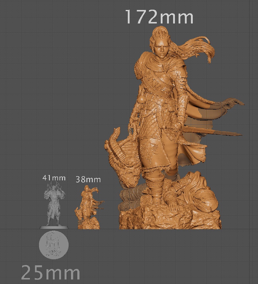 Kalia the Monster Huntress, Powerful NPC, Ernest Nemirovsky | Dungeons and Dragons | Pathfinder | Table Top RPG | 3D Printed Model