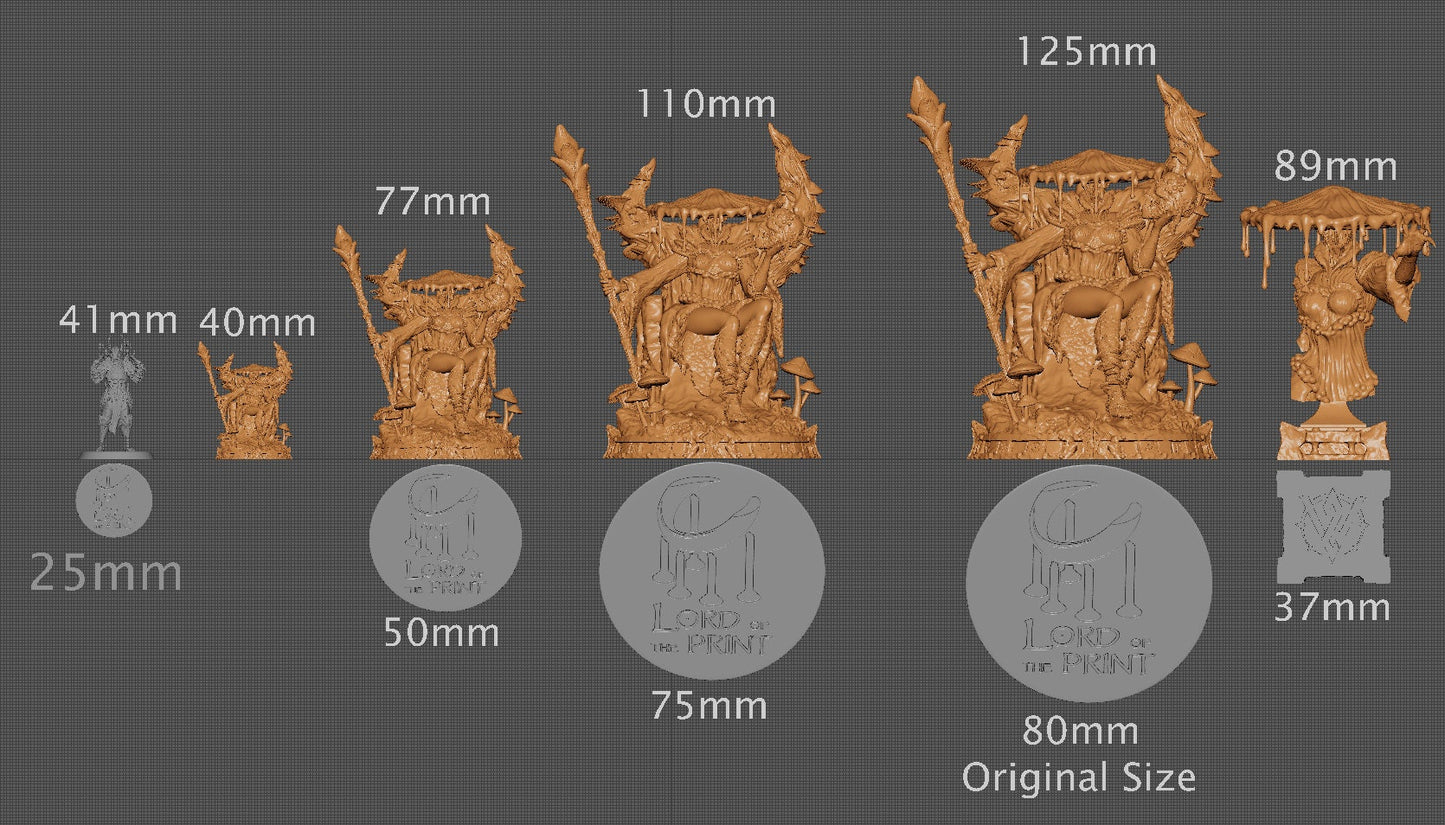 The Fungal Queen, Bust Option, Witchsong Miniatures | Dungeons and Dragons | Pathfinder | Table Top RPG | 3D Printed Model
