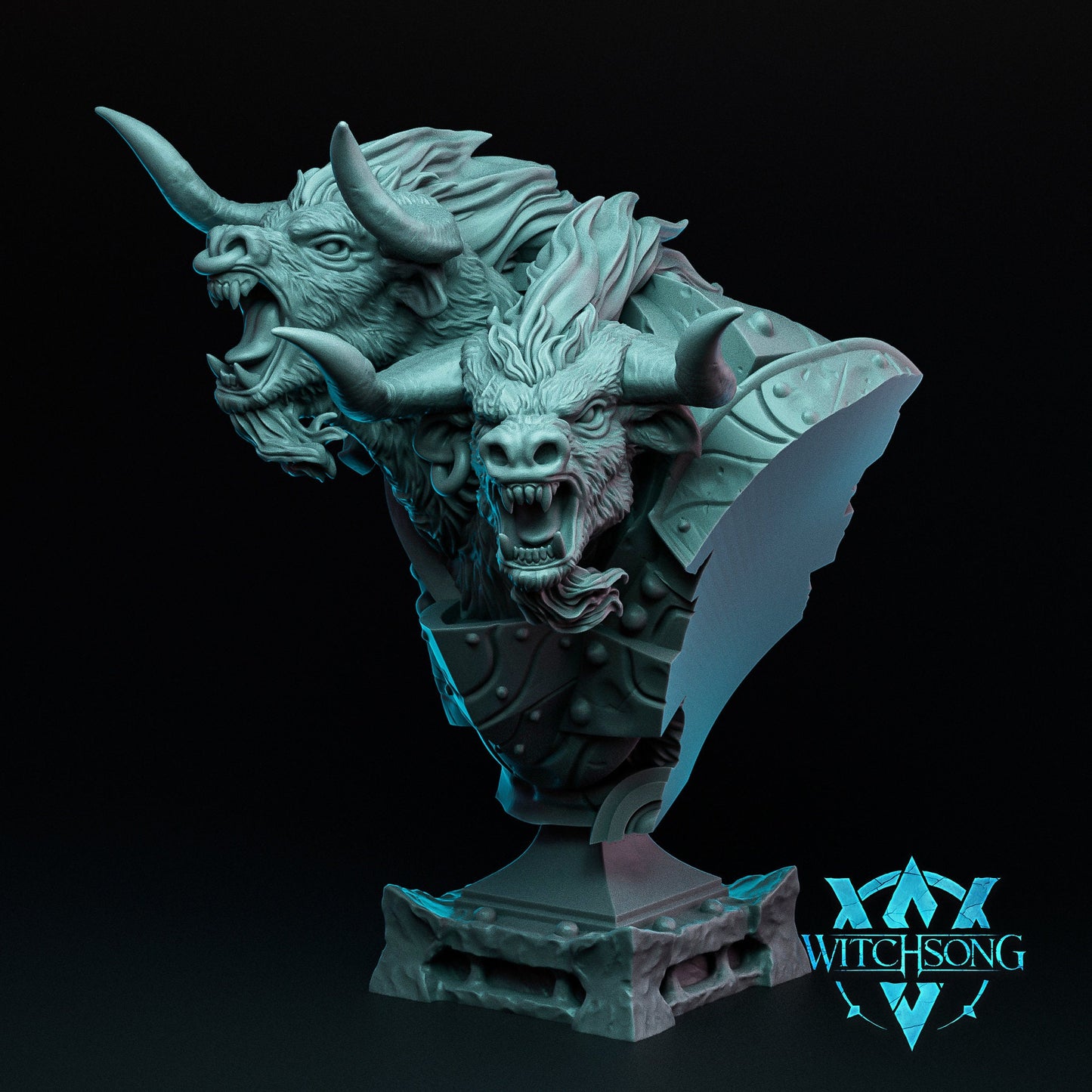 Twinhorn, Bust Option, Witchsong Miniatures | Dungeons and Dragons | Pathfinder | Table Top RPG | 3D Printed Model
