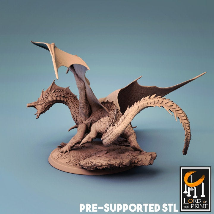 Young Brine Dragon, Lord of the Print | Dungeons and Dragons | Pathfinder | Table Top RPG | 3D Printed Model