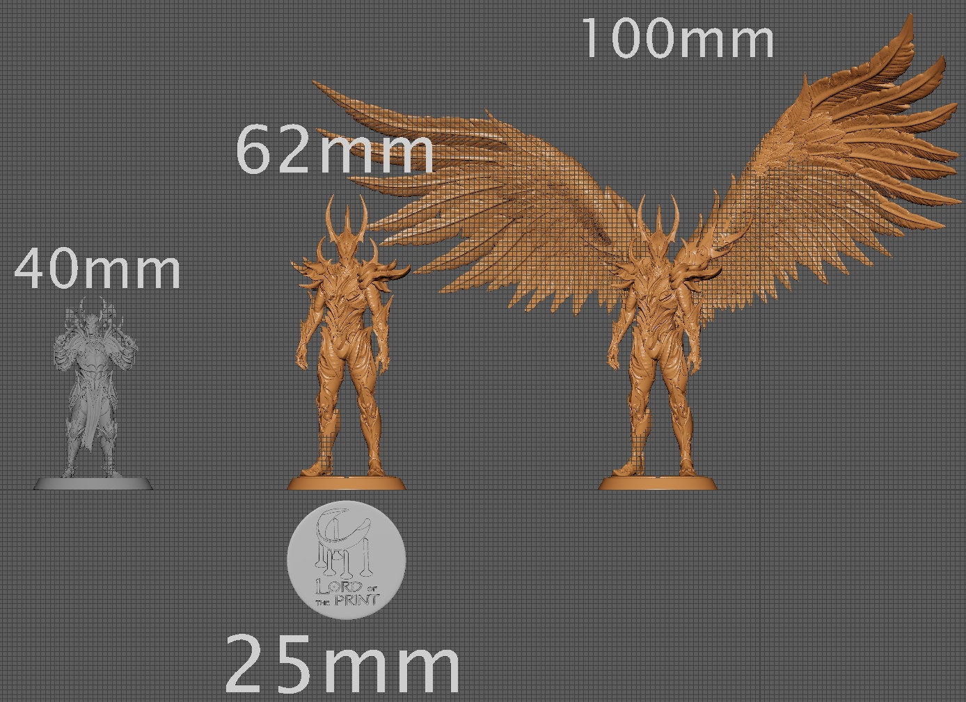 Belam, The Dark Angel, Lord of the Print | Dungeons and Dragons | Pathfinder | Table Top RPG | 3D Printed Model