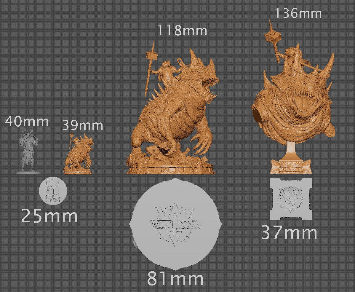 Toadlord, Bust Option, Witchsong Miniatures | Dungeons and Dragons | Pathfinder | Table Top RPG | 3D Printed Model