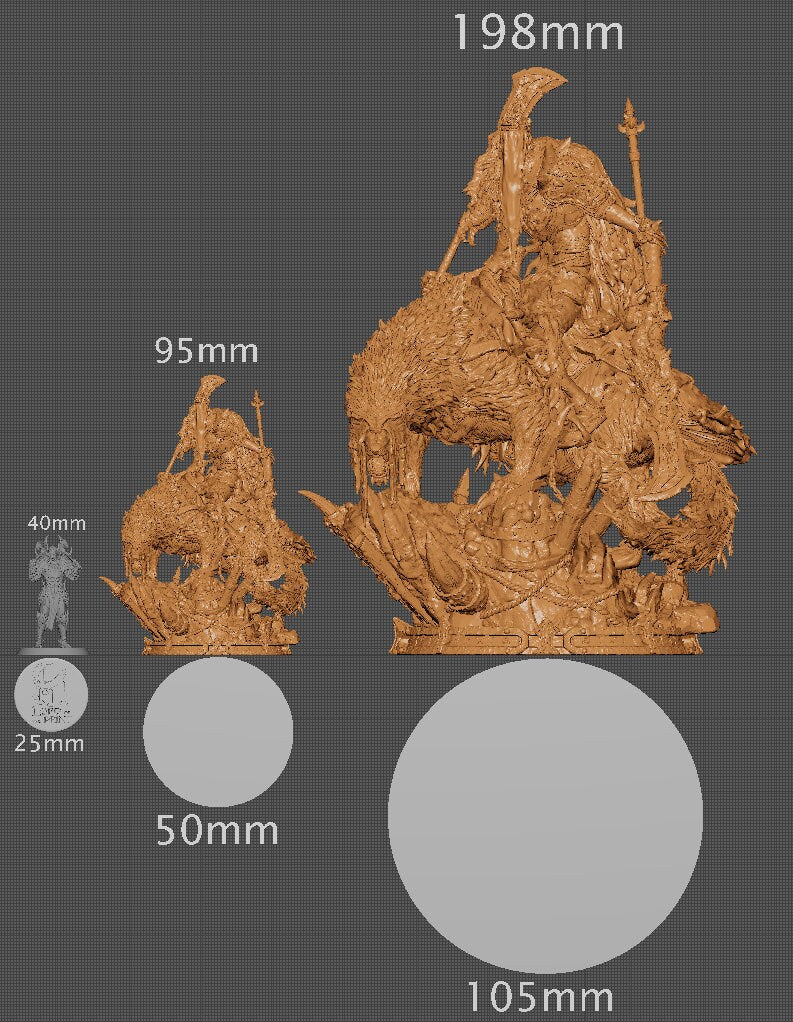 The King on his Dreadhound, Witchsong Miniatures | Dungeons and Dragons | Pathfinder | Table Top RPG | 3D Printed Model