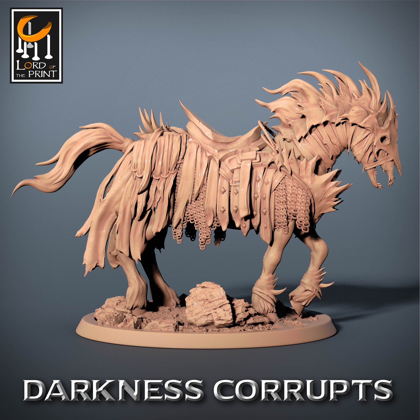 Corrupted Horses, 5 poses, P2, Darkness Corrupts, Lord of the Print | Dungeons and Dragons | Pathfinder | Table Top RPG | 3D Printed Model