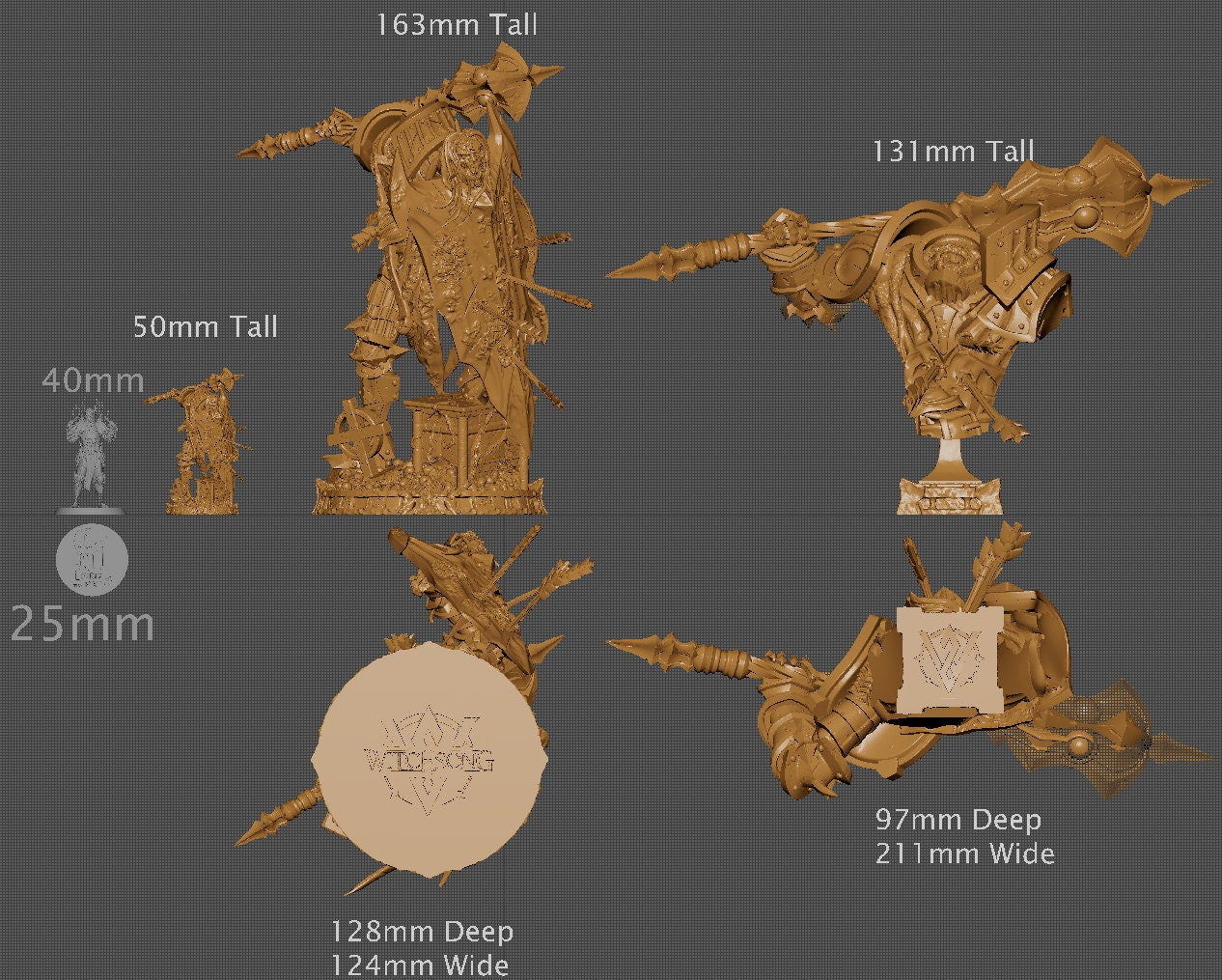 The Colossal Knight, Witchsong Miniatures | Dungeons and Dragons | Pathfinder | Table Top RPG | 3D Printed Model