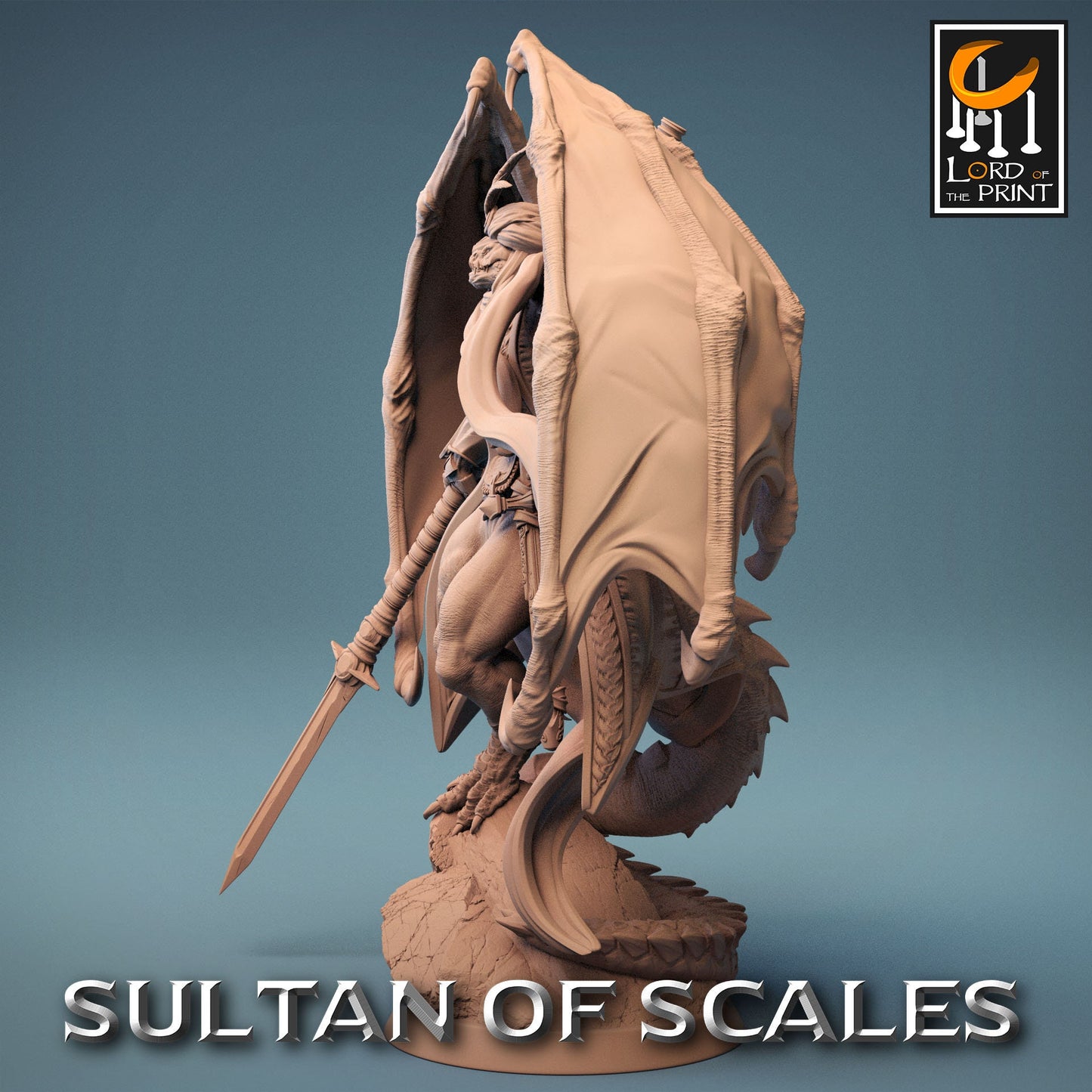 Drakeide, Sultan of the Sands, Powerful NPC, Lord of the Print | Dungeons and Dragons | Pathfinder | Table Top RPG | 3D Printed Model