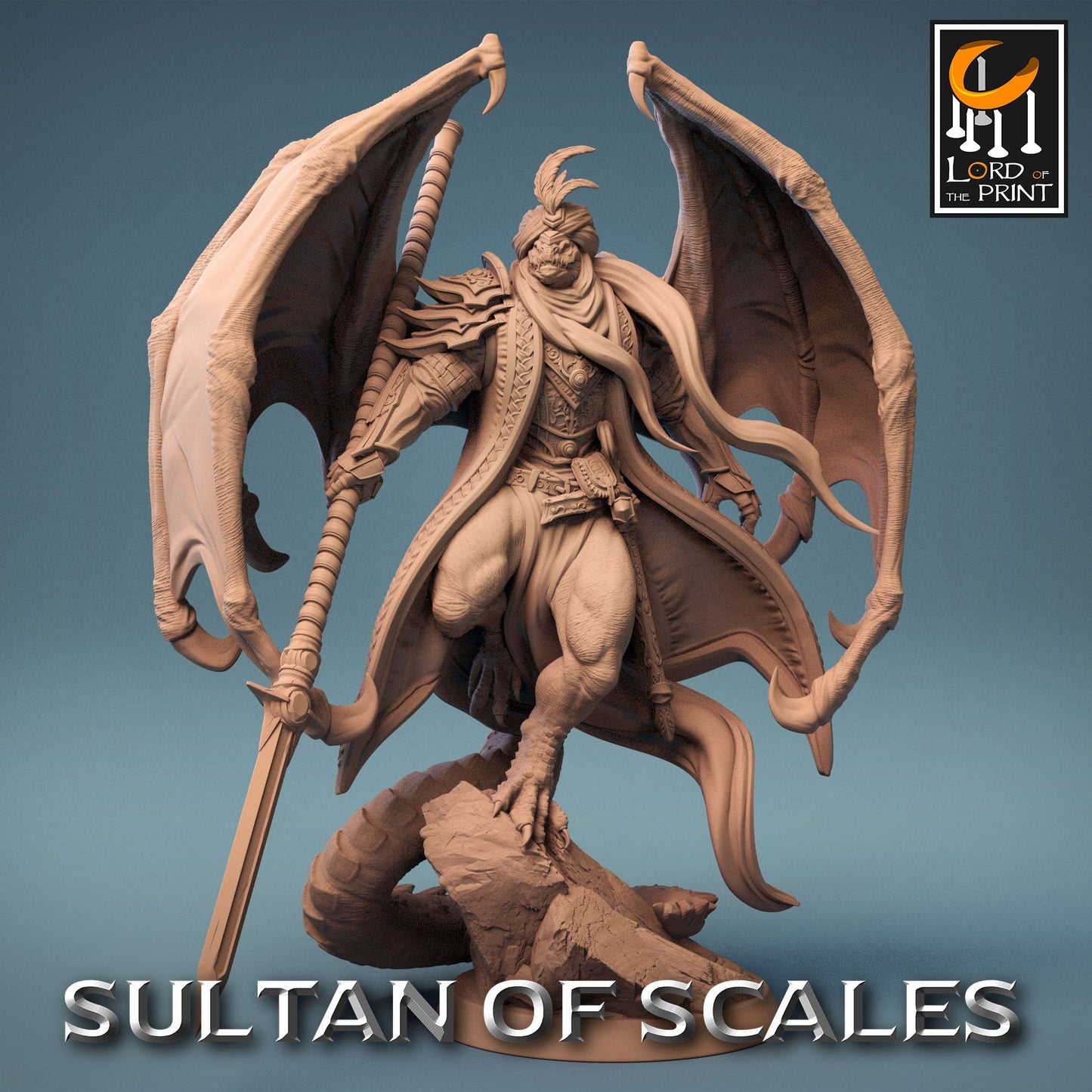 Drakeide, Sultan of the Sands, Powerful NPC, Lord of the Print | Dungeons and Dragons | Pathfinder | Table Top RPG | 3D Printed Model