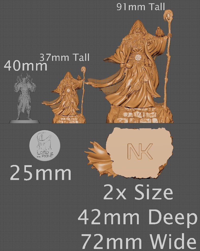 Merlin, Powerful NPC, Ernest Nemirovsky | Dungeons and Dragons | Pathfinder | Table Top RPG | 3D Printed Model