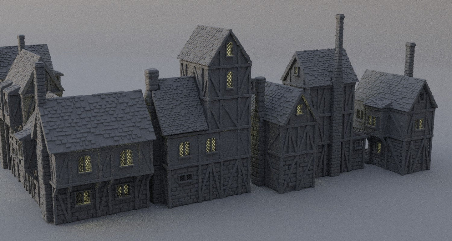 Modular Town District, Miniature Land | Dungeons and Dragons | Pathfinder | Table Top RPG | 3D Printed Model
