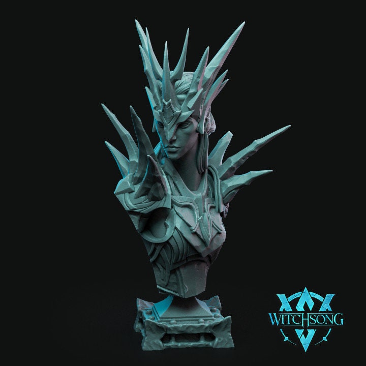 The Frost Queen, Bust Option, Witchsong Miniatures | Dungeons and Dragons | Pathfinder | Table Top RPG | 3D Printed Model