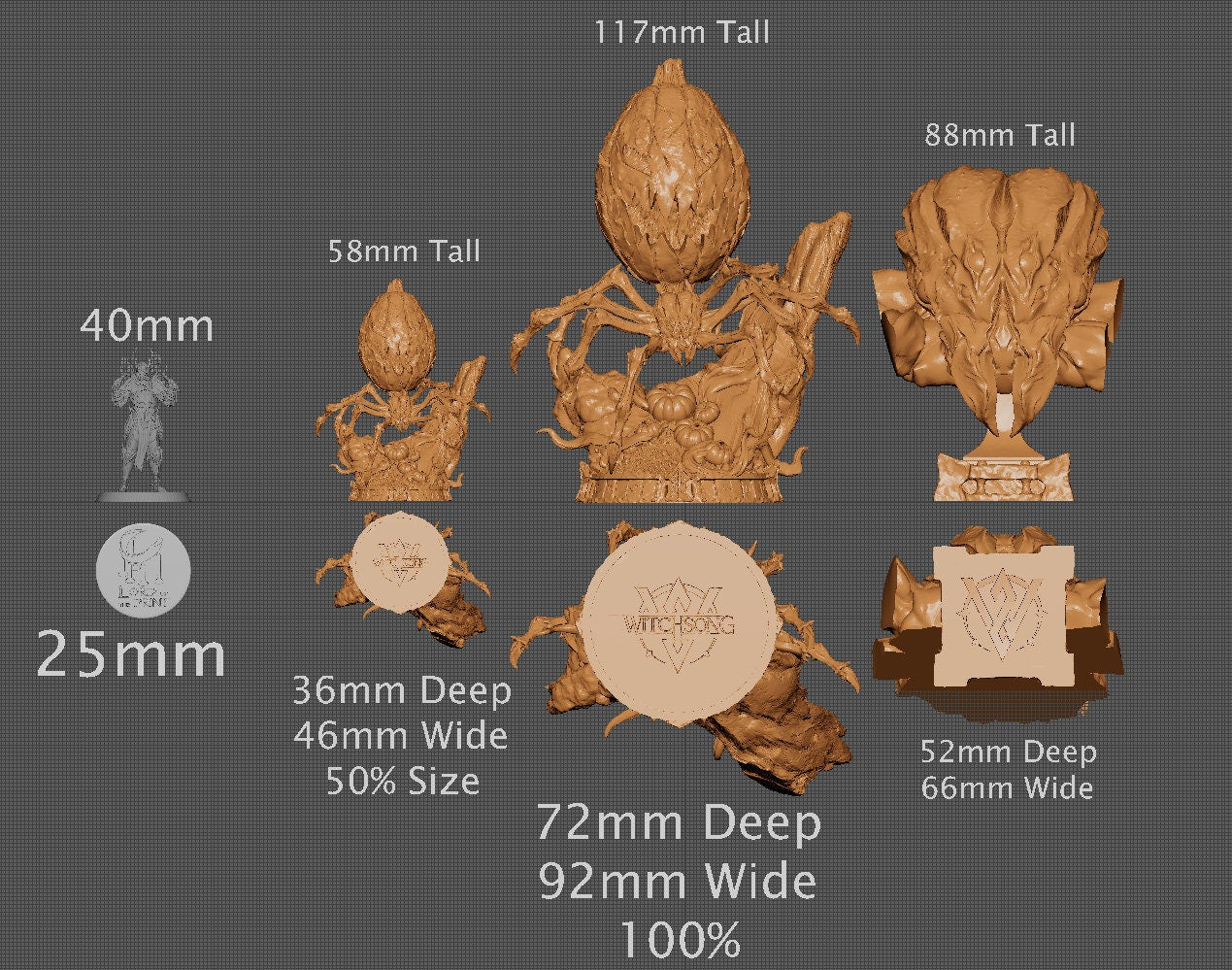 Arachno-lantern, Bust Option, Witchsong Miniatures | Dungeons and Dragons | Pathfinder | Table Top RPG | 3D Printed Model