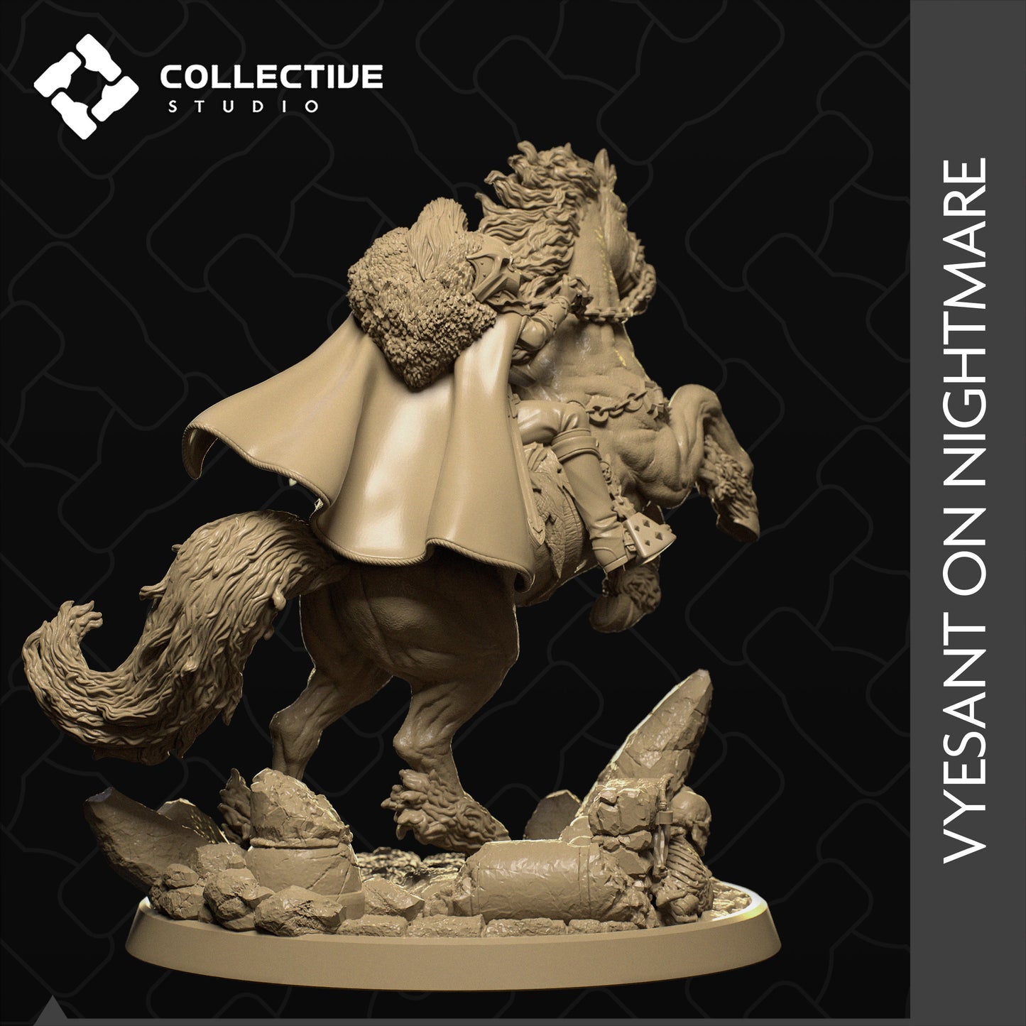 Vyesent on his Nightmare, Collective Studios | Dungeons and Dragons | Pathfinder | Table Top RPG | 3D Printed Model