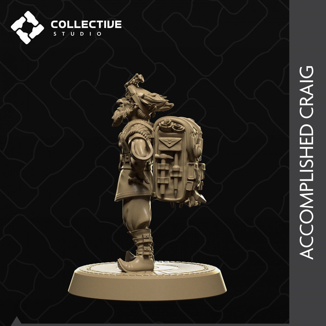 Craig, Gnome, 2 pose options, Collective Studios | Dungeons and Dragons | Pathfinder | Table Top RPG | 3D Printed Model