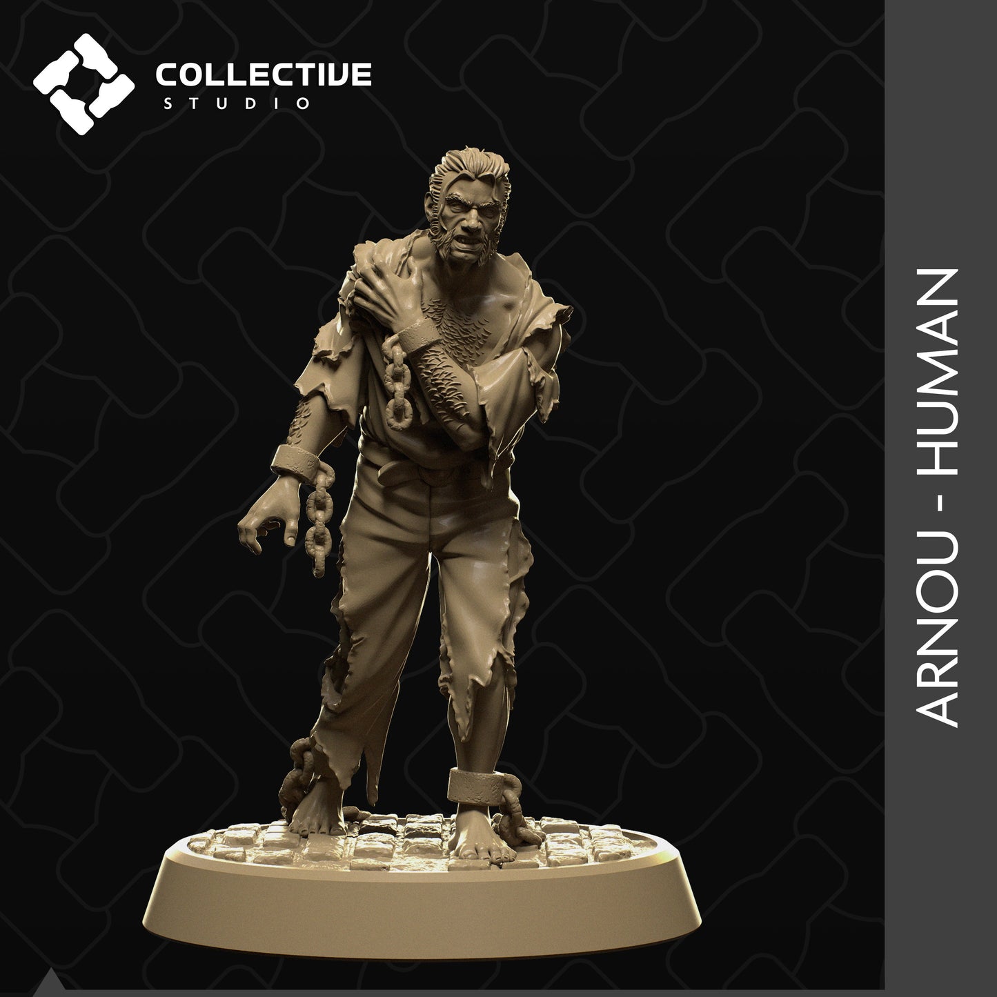 Werewolf Man, Collective Studios | Dungeons and Dragons | Pathfinder | Table Top RPG | 3D Printed Model