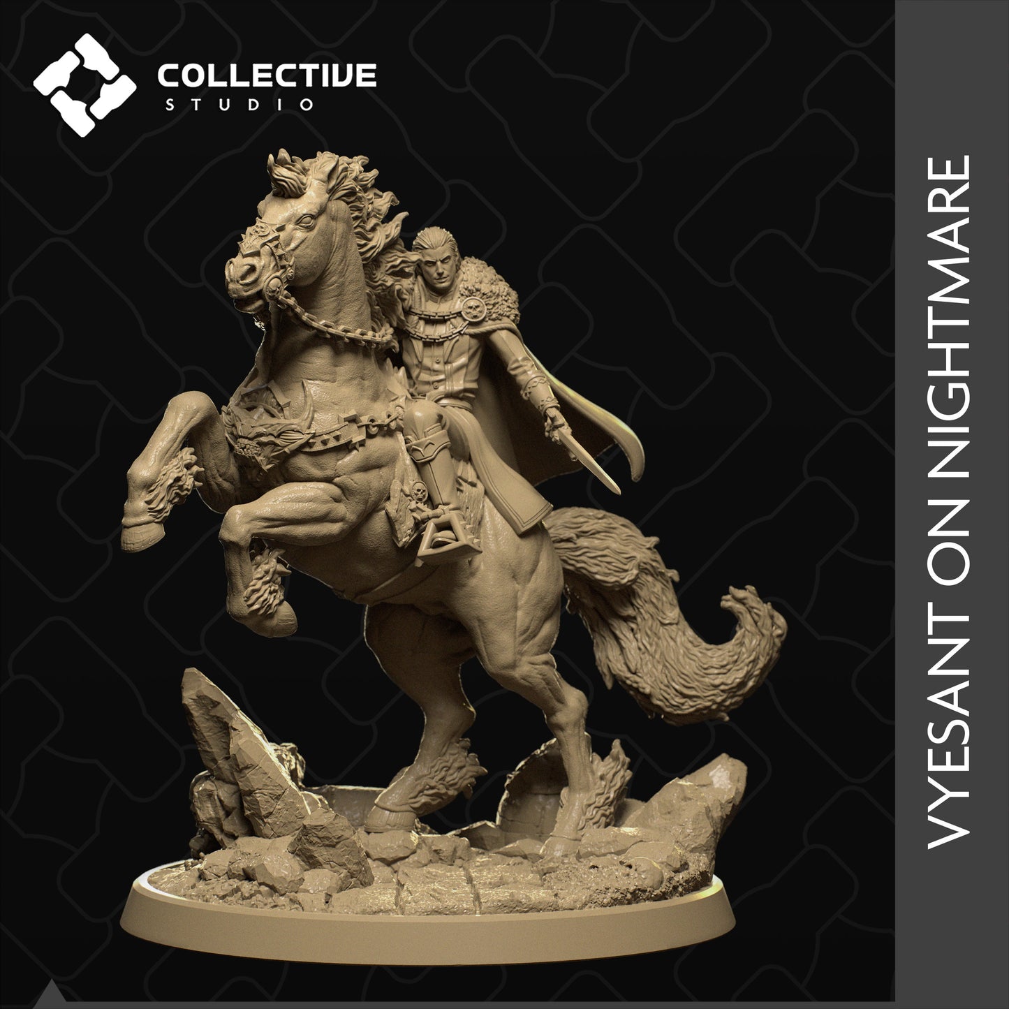 Vyesent on his Nightmare, Collective Studios | Dungeons and Dragons | Pathfinder | Table Top RPG | 3D Printed Model