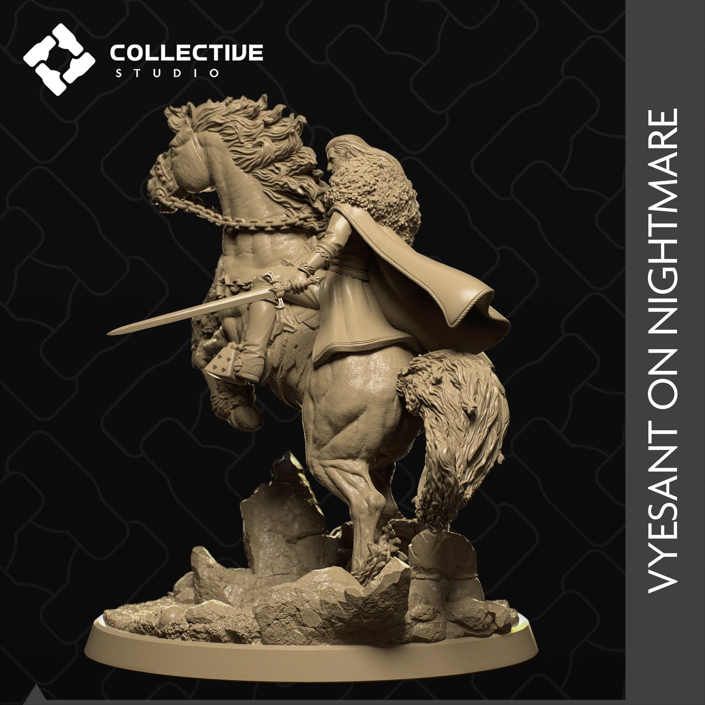 Vyesent on his Nightmare, Collective Studios | Dungeons and Dragons | Pathfinder | Table Top RPG | 3D Printed Model