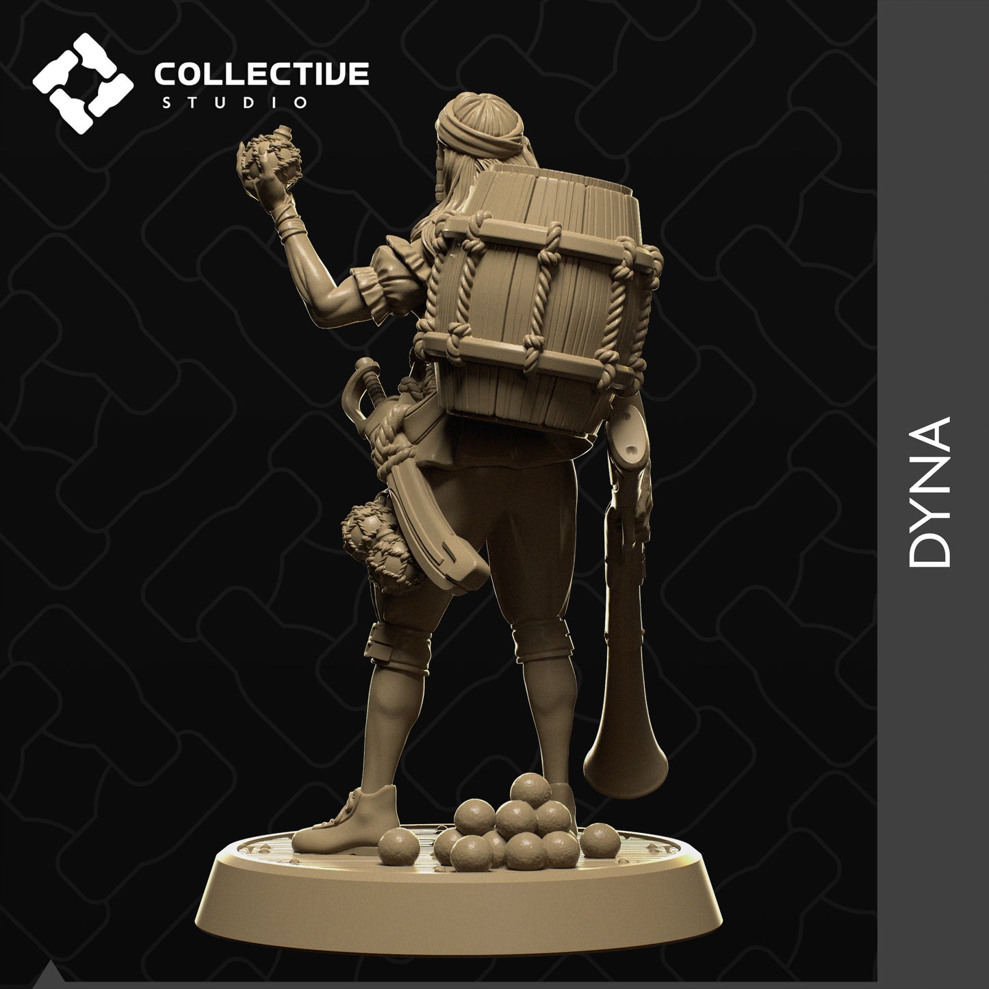 Dyna, Collective Studios | Dungeons and Dragons | Pathfinder | Table Top RPG | 3D Printed Model