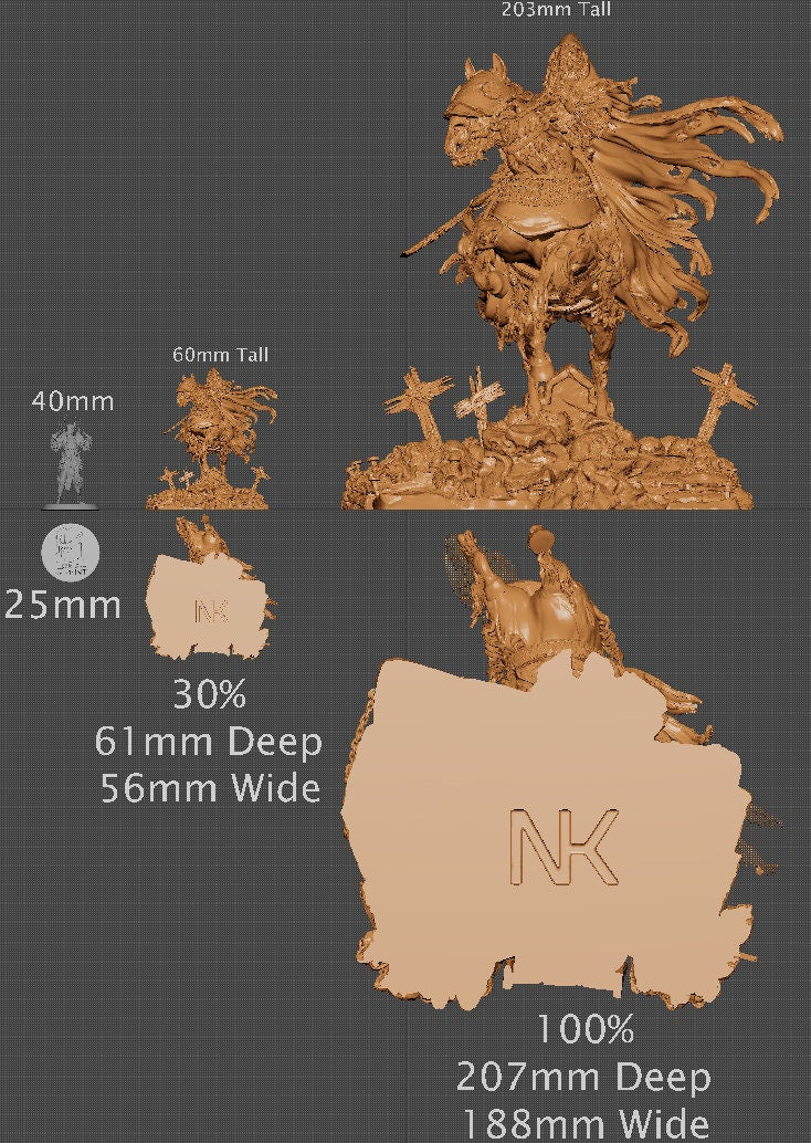 Death, Mounted, Powerful NPC, Ernest Nemirovsky | Dungeons and Dragons | Pathfinder | Table Top RPG | 3D Printed Model