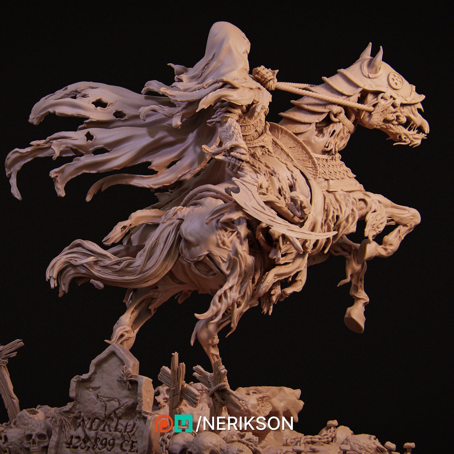 Death, Mounted, Powerful NPC, Ernest Nemirovsky | Dungeons and Dragons | Pathfinder | Table Top RPG | 3D Printed Model