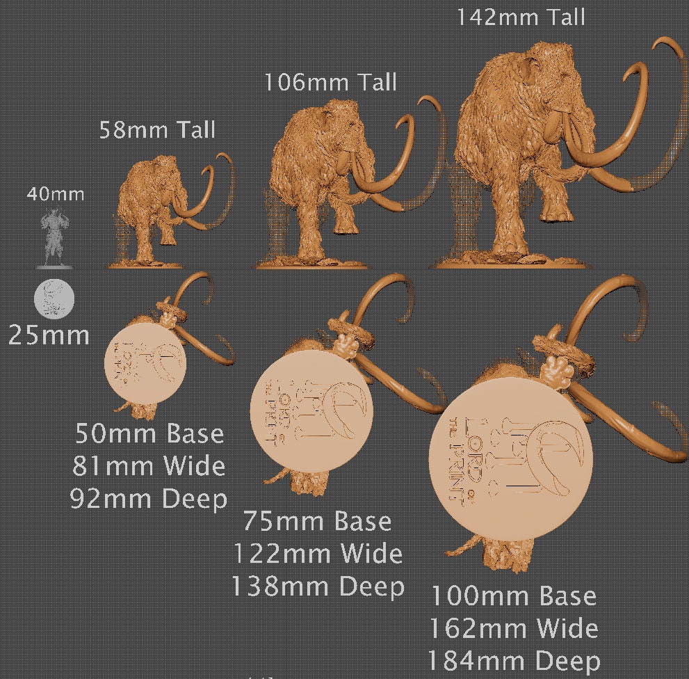 War Mammoth, Rescale Miniatures | Dungeons and Dragons | Pathfinder | Table Top RPG | 3D Printed Model