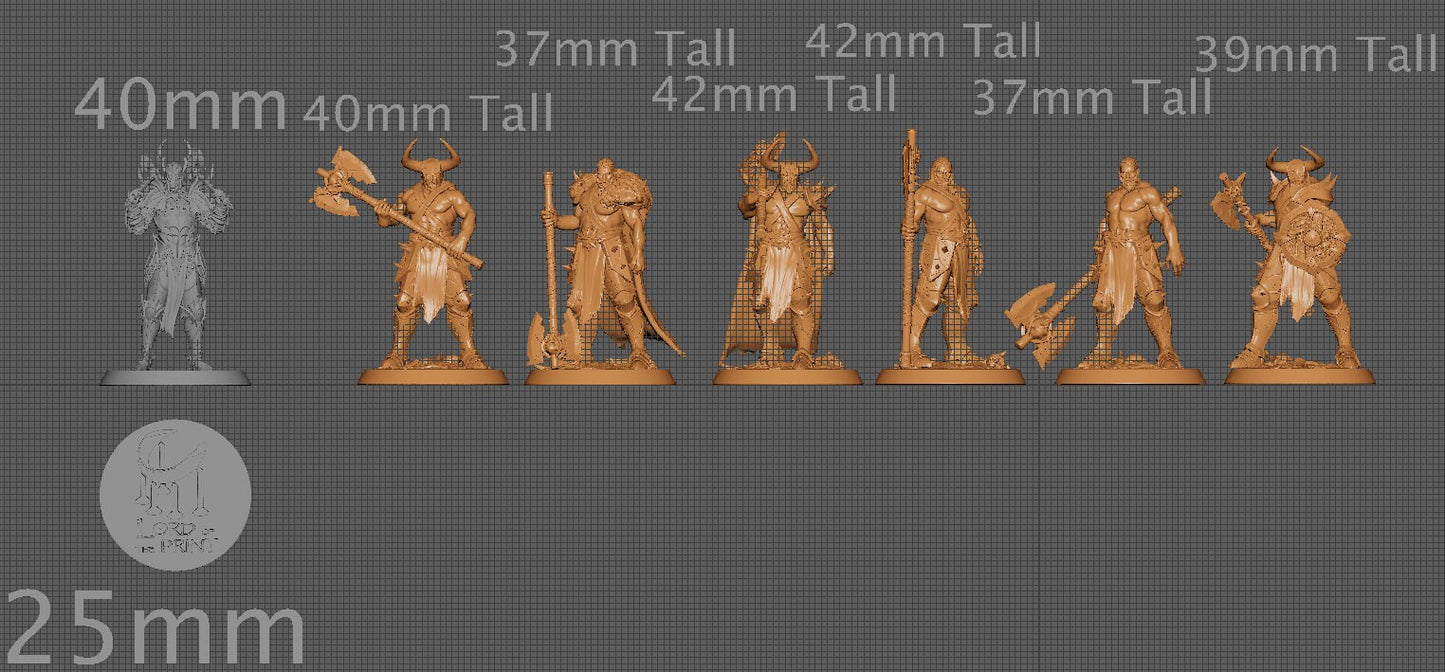 Axe Rangers, Rescale Miniatures | Dungeons and Dragons | Pathfinder | Table Top RPG | 3D Printed Model