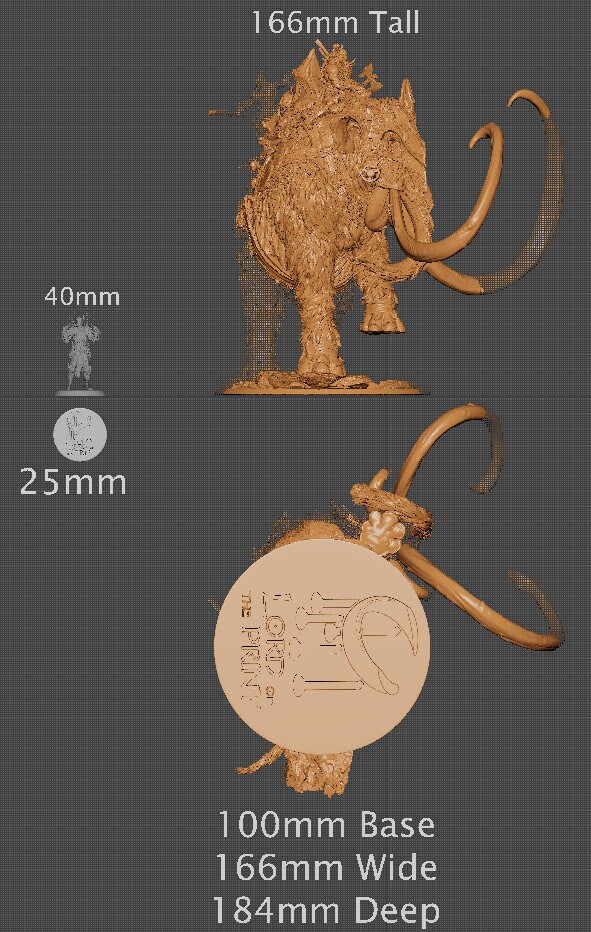 War Mammoth, Rescale Miniatures | Dungeons and Dragons | Pathfinder | Table Top RPG | 3D Printed Model