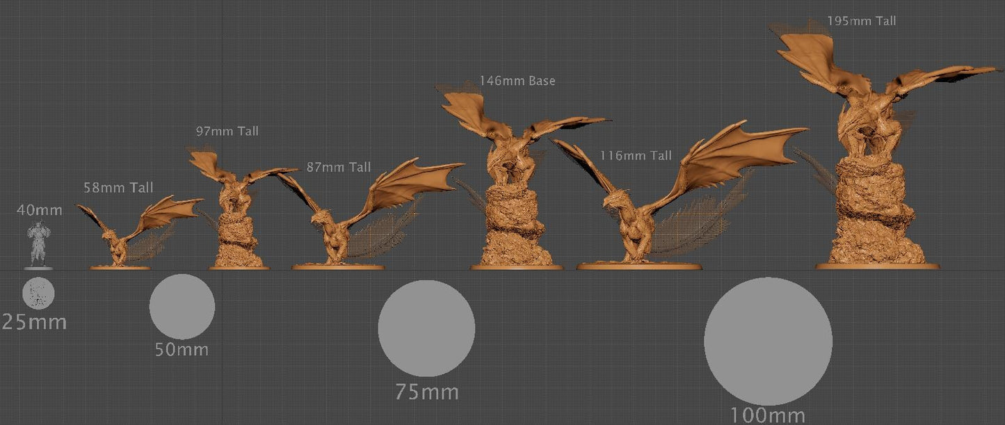 Lesser Bronze Dragon, Rescale Miniatures | Dungeons and Dragons | Pathfinder | Table Top RPG | 3D Printed Model