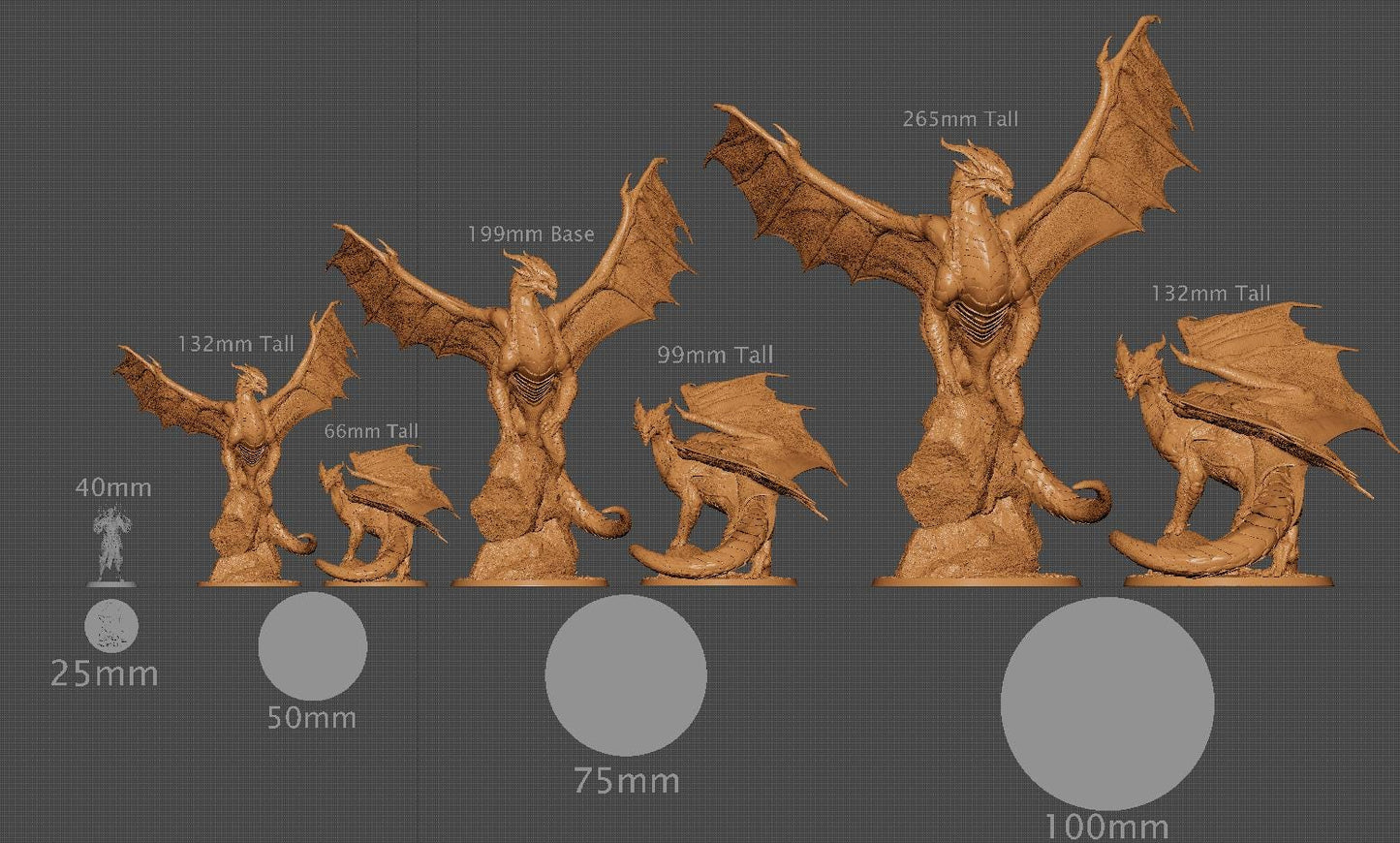 Copper Dragon, Rescale Miniatures | Dungeons and Dragons | Pathfinder | Table Top RPG | 3D Printed Model