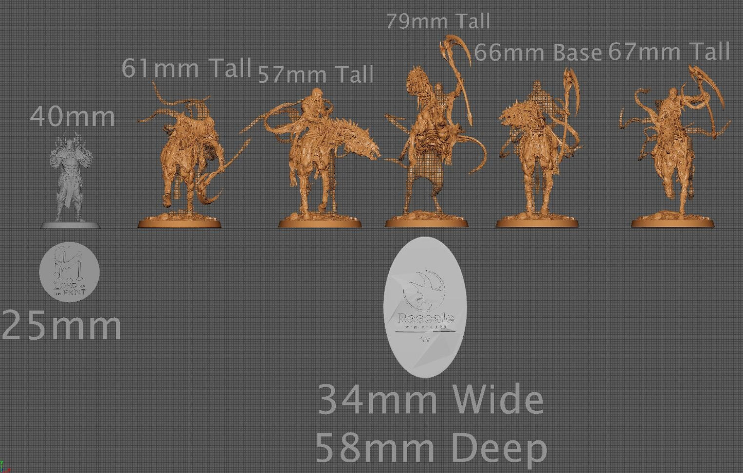 Wraithbound Cavaliers, Pack 1, Rescale Miniatures | Dungeons and Dragons | Pathfinder | Table Top RPG | 3D Printed Model