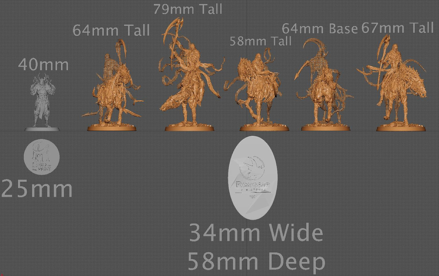 Wraithbound Cavaliers, Pack 2, Rescale Miniatures | Dungeons and Dragons | Pathfinder | Table Top RPG | 3D Printed Model