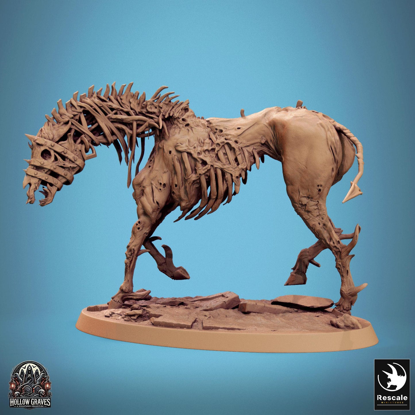Wild Undead Horses, Pack 1, Rescale Miniatures | Dungeons and Dragons | Pathfinder | Table Top RPG | 3D Printed Model