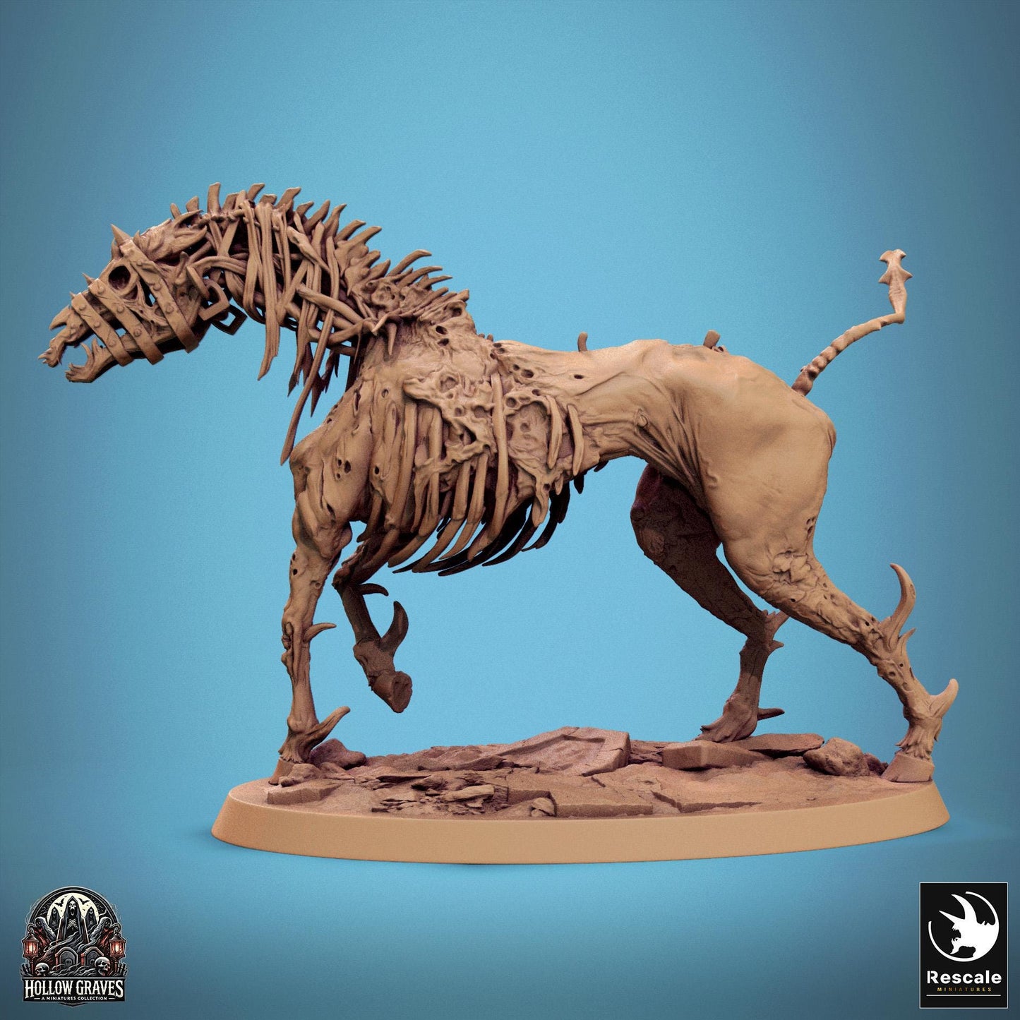 Wild Undead Horses, Pack 2, Rescale Miniatures | Dungeons and Dragons | Pathfinder | Table Top RPG | 3D Printed Model