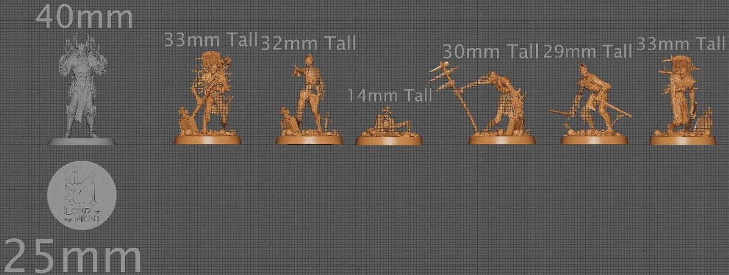 Zombies, Pack 3, Lord of the Print | Dungeons and Dragons | Pathfinder | Table Top RPG | 3D Printed Model