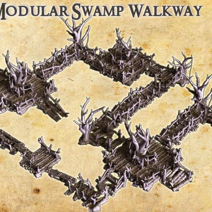 Modular Swamp Paths, Miniature Land | Dungeons and Dragons | Pathfinder | Table Top RPG | 3D Printed Model
