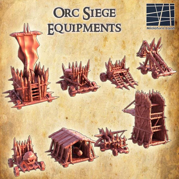 Orc Siege Equipment, Miniature Land | Dungeons and Dragons | Pathfinder | Table Top RPG | 3D Printed Model