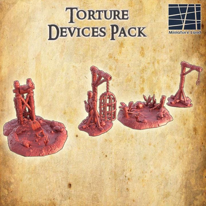 Torture Devices, Miniature Land | Dungeons and Dragons | Pathfinder | Table Top RPG | 3D Printed Model