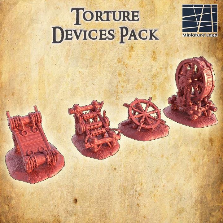 Torture Devices, Miniature Land | Dungeons and Dragons | Pathfinder | Table Top RPG | 3D Printed Model
